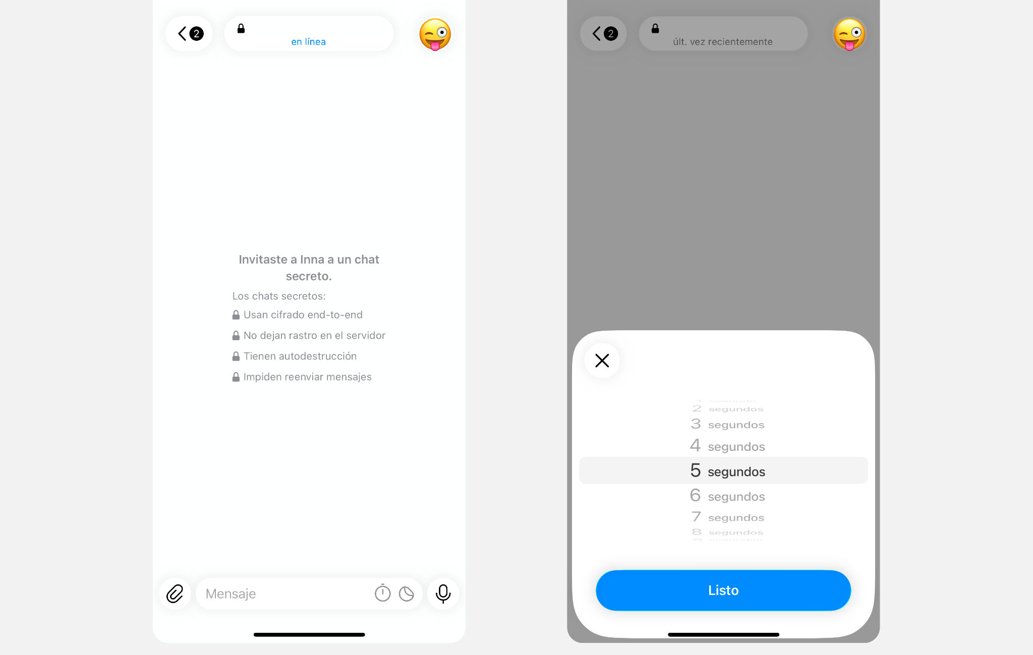 Ejemplo de un chat secreto de Telegram