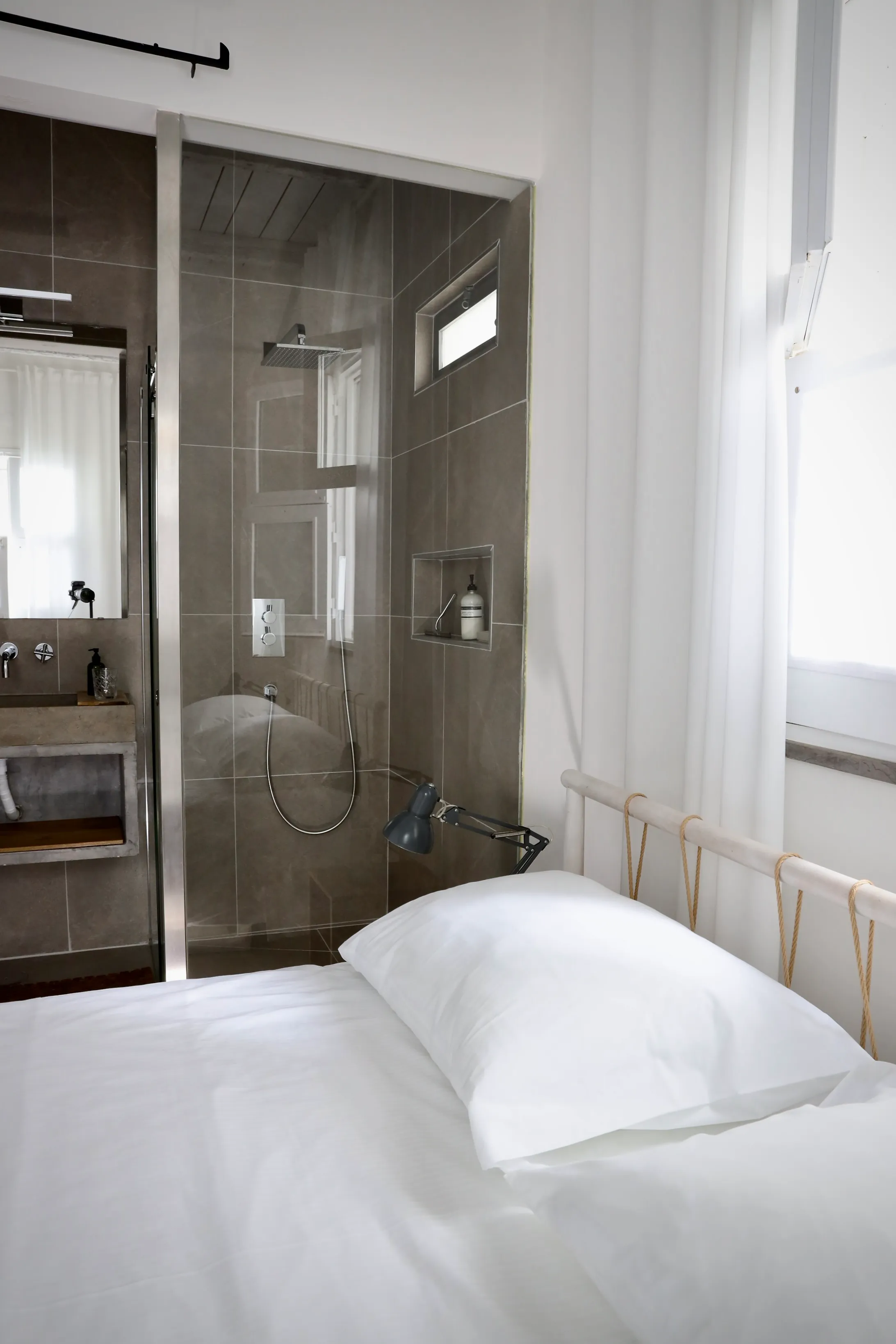 Guest bedroom at Casa Opala with elegant minimalist design
