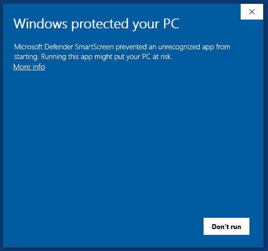 Defender smart screen pop up