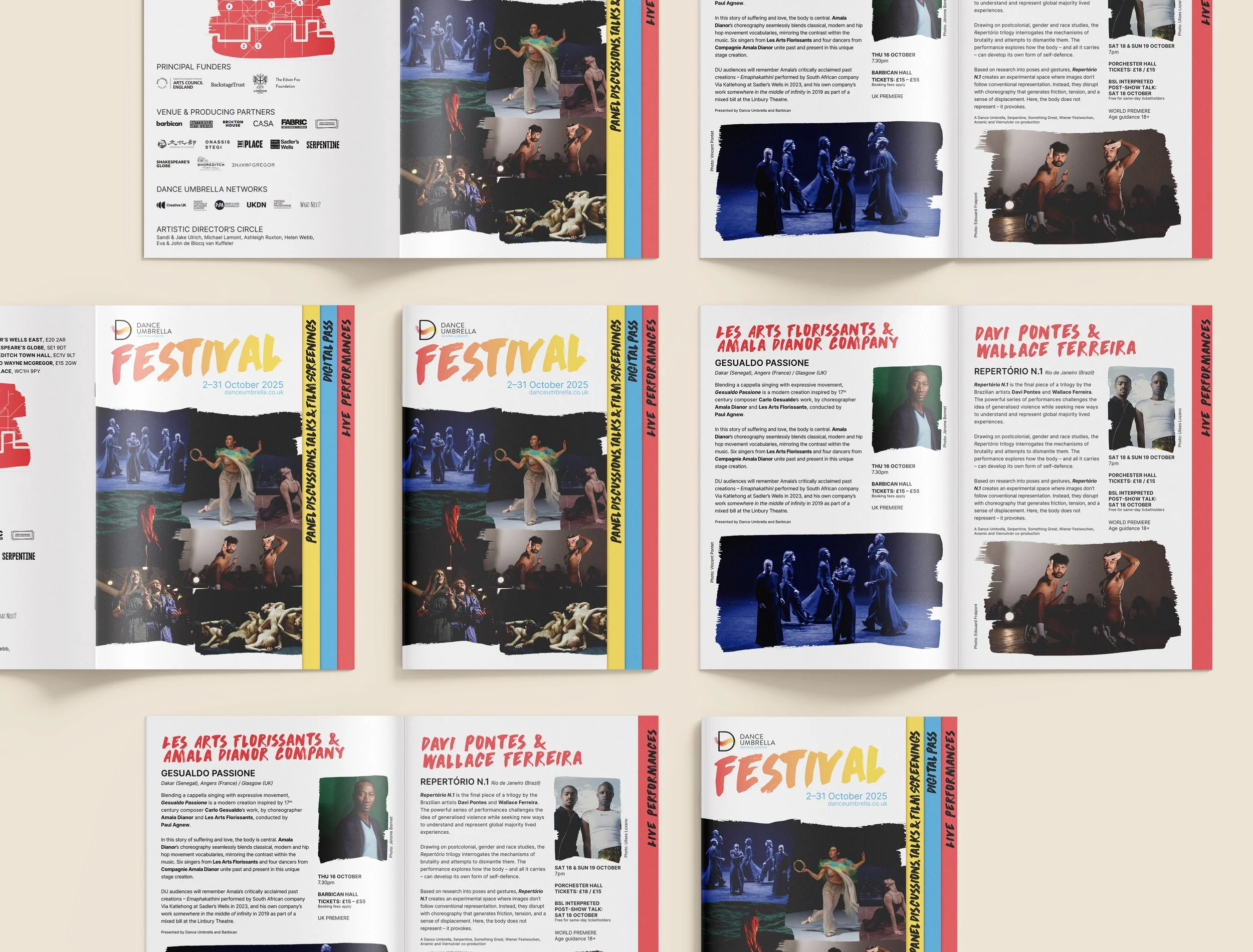 Dance Umbrella programme, opened up to show spreads inside.