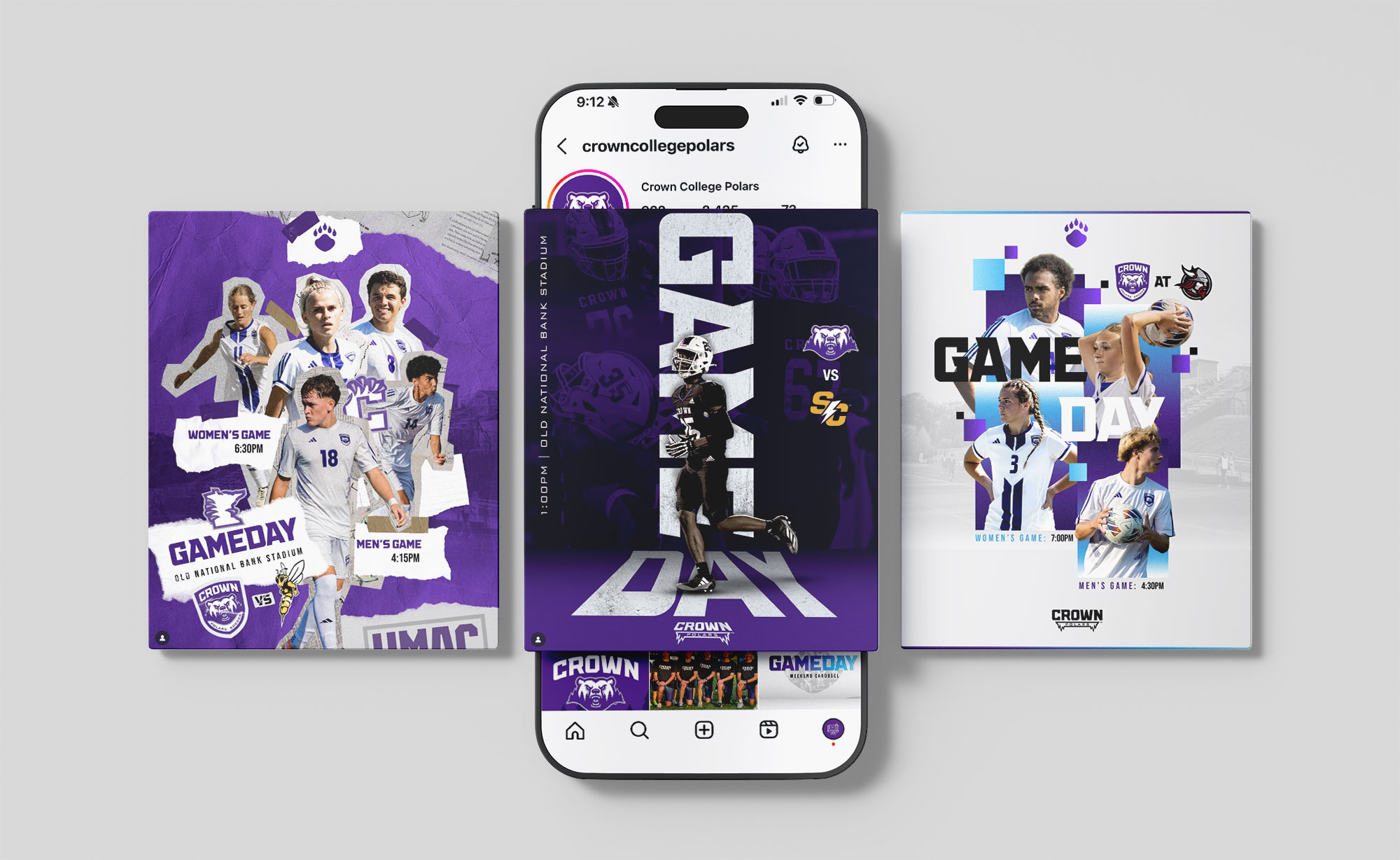 Instagram post design examples from Crown student