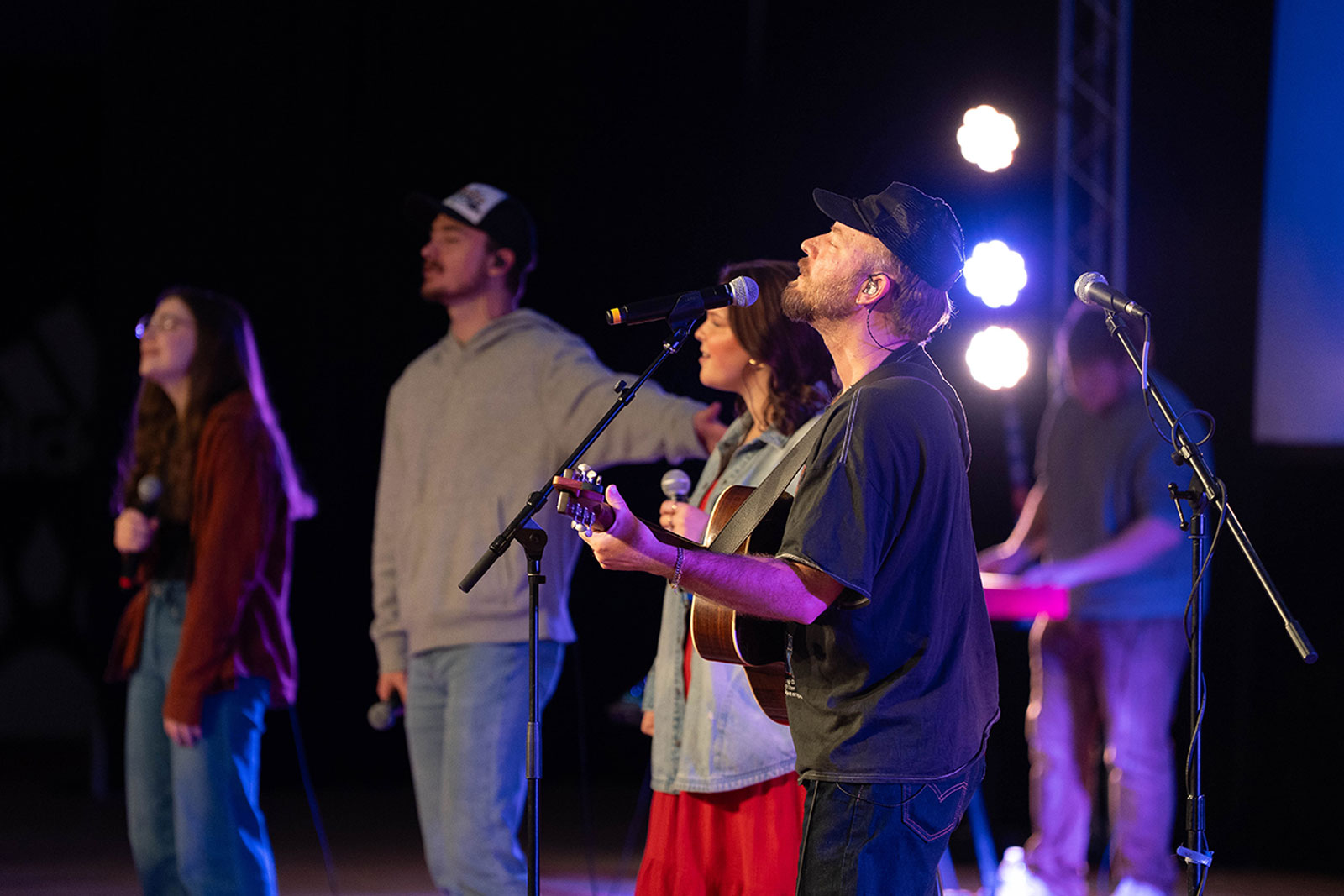 Event photograph of worship team during chapel