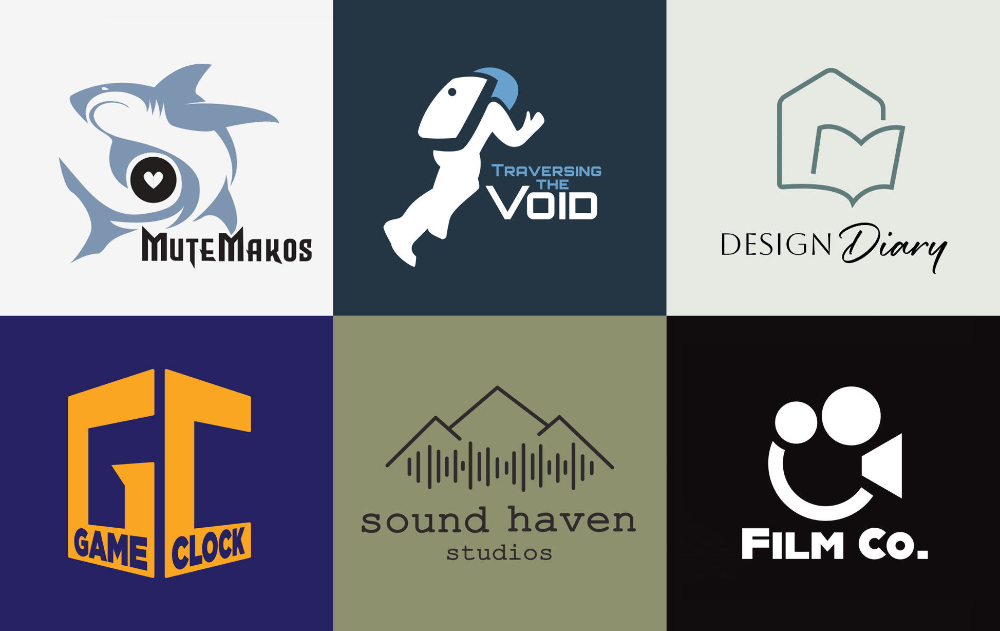 A collection of six well-designed logos