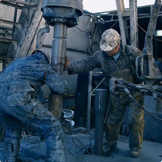 Men working on an oil rig.
