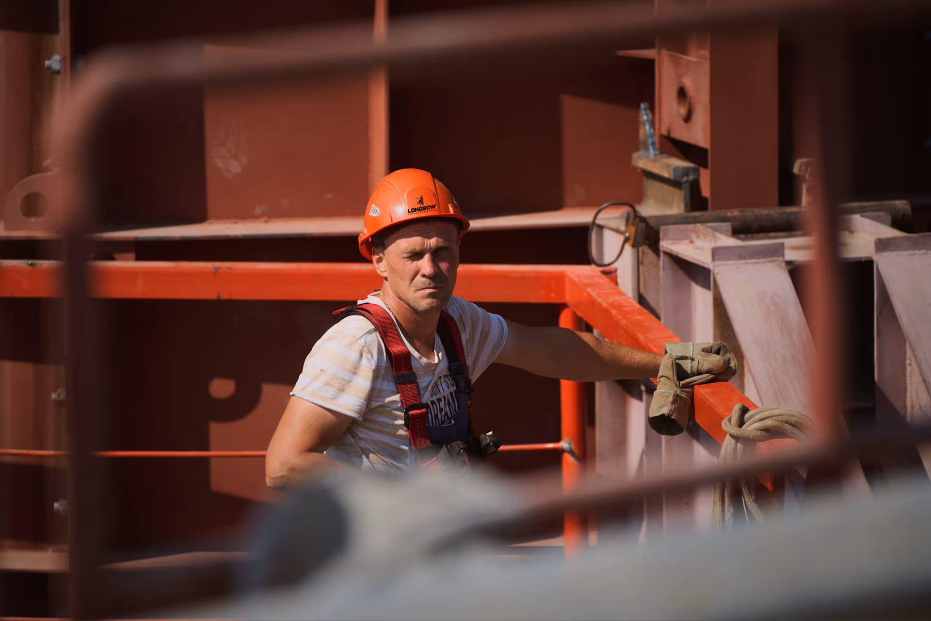 Man working on an oil rig