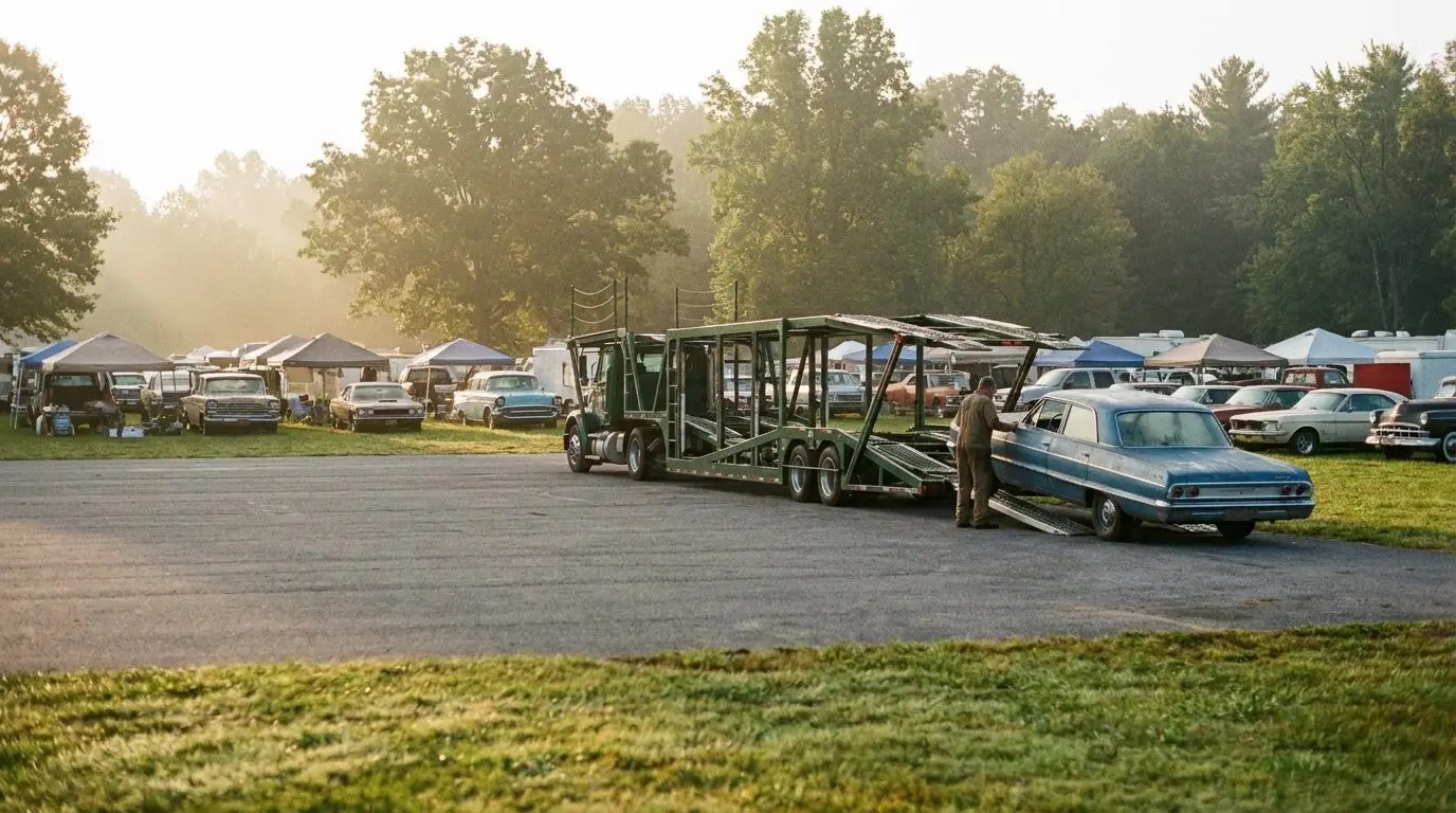 The biggest misconception about Fall Carlisle is that hauling a car in is the hard part. It isn't. Getting it back out is what wrecks people's plans.