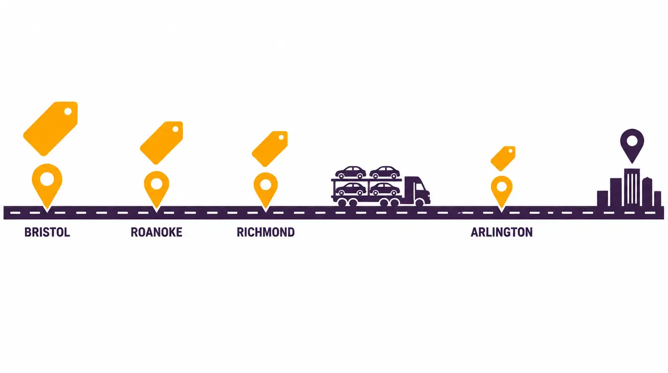 Price tags growing with distance for car pickups in Arlington, Richmond, Roanoke and Bristol, Virginia bound for New York City