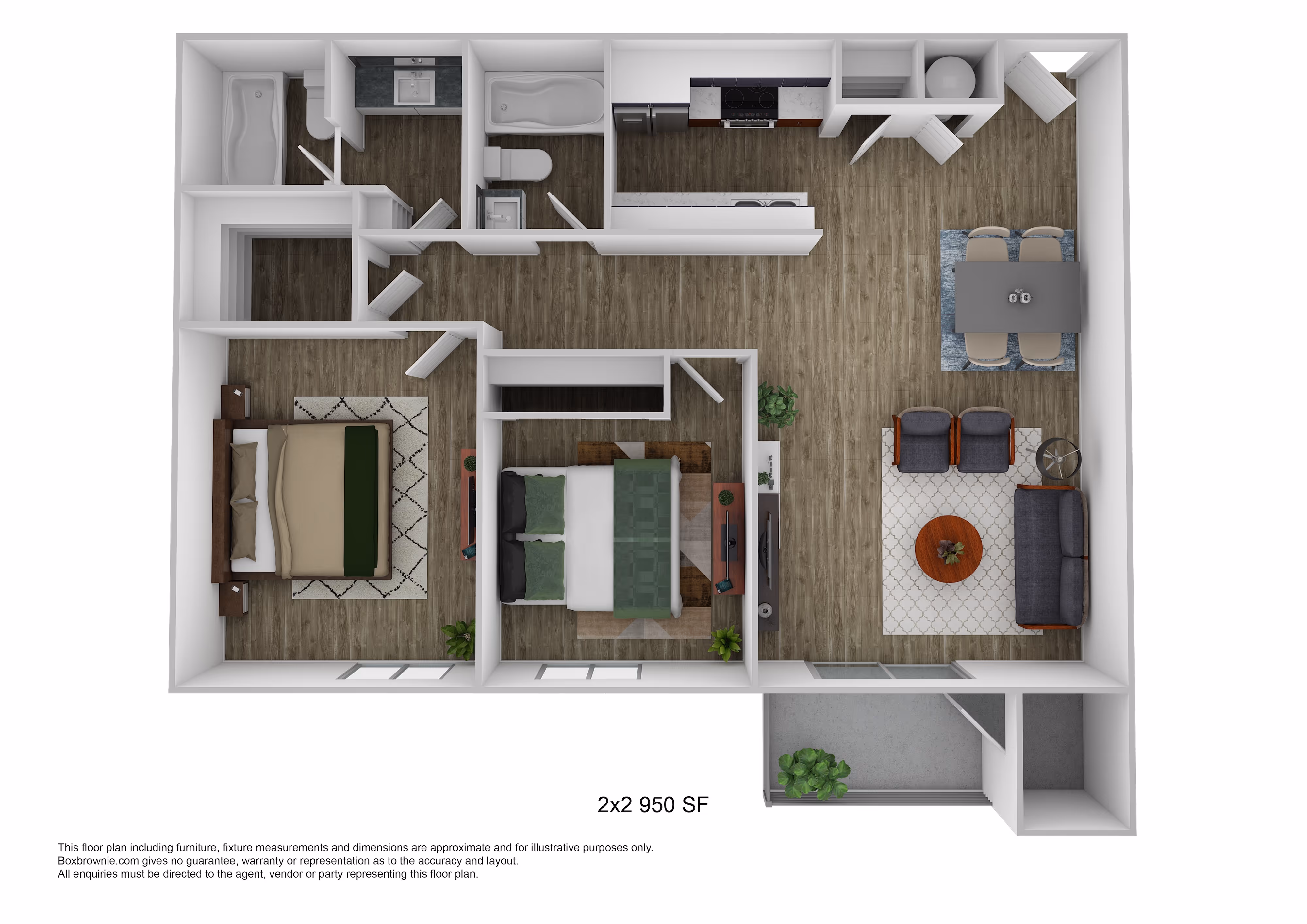 Two Bed Two Bath layout