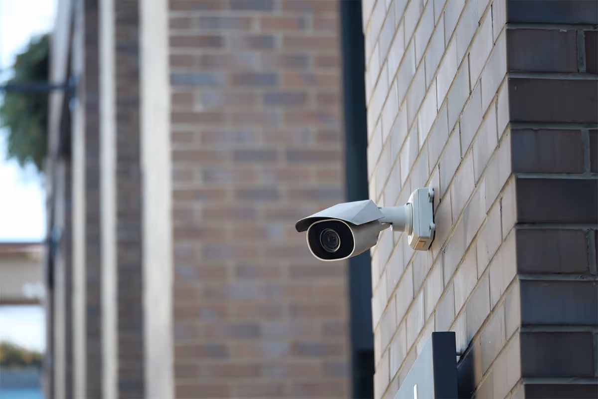 A home security camera installation.