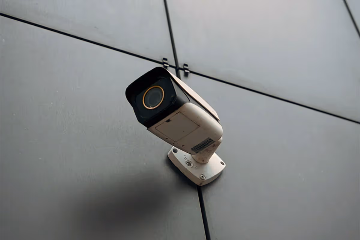 A commercial security camera installation.