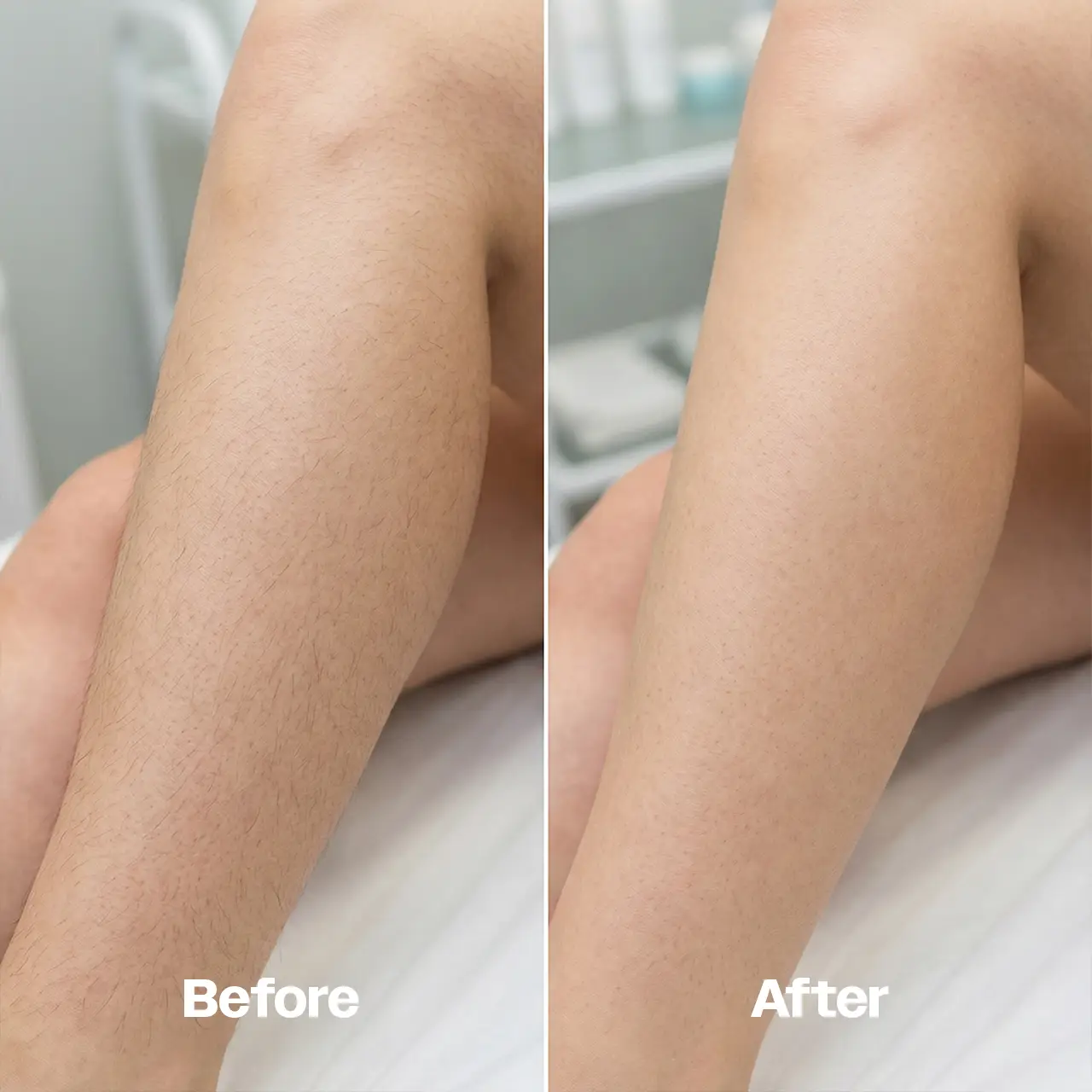 Comparison of before and after a laser treatment done by Charmain Beauty Boutique