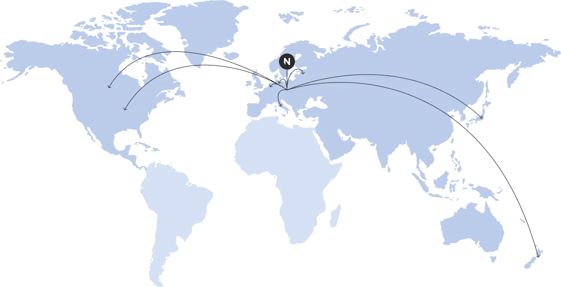 World map of places where Notum have clients