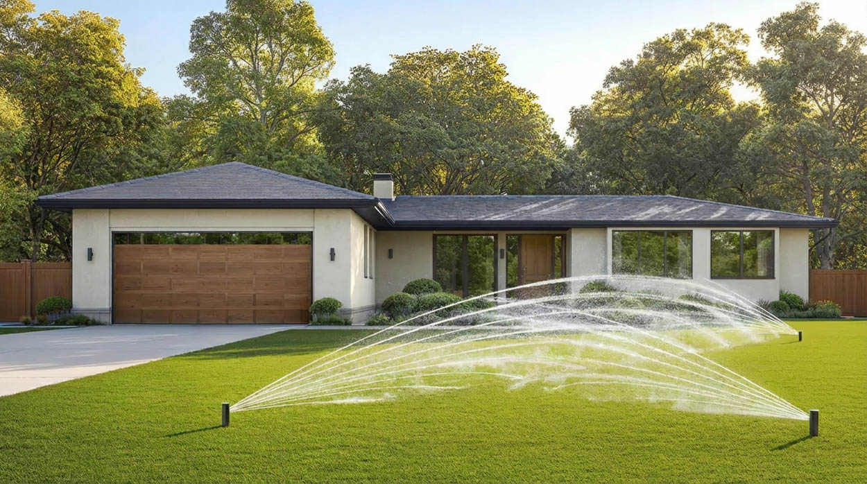 Custom irrigation installation for landscaped hedges and gardens in North Florida, ensuring precise moisture control and plant health.