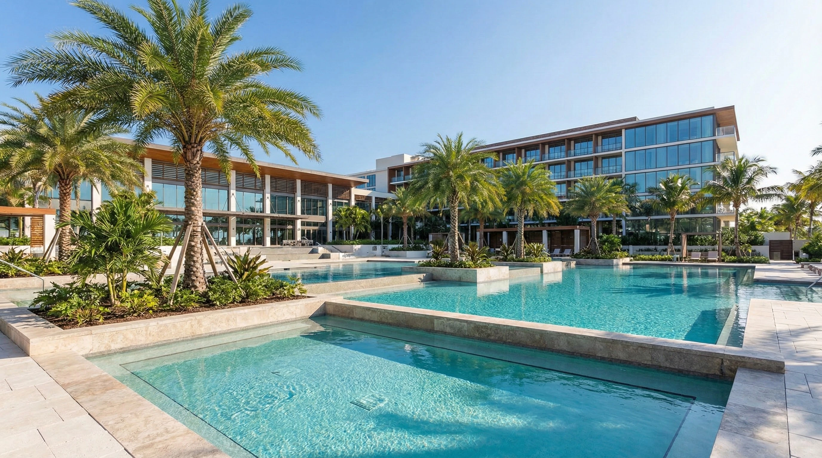 Commercial pool construction project in Florida designed for hotels, resorts, and multifamily properties.