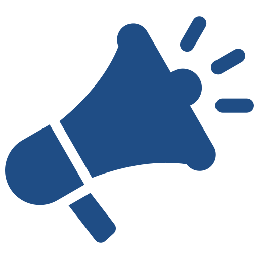 Megaphone icon representing press and media inquiries