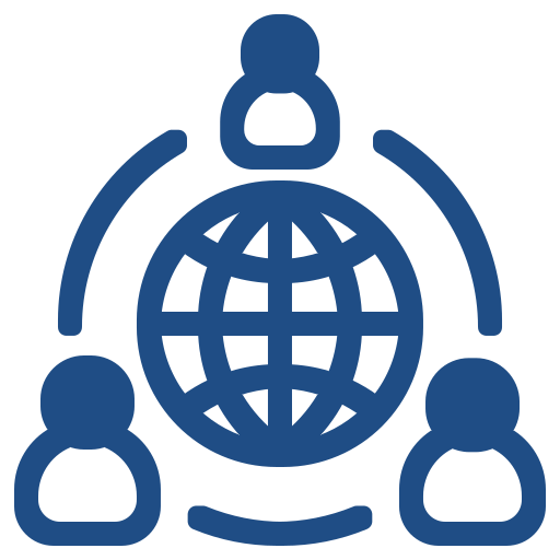 Globe surrounded by people, representing general inquiries