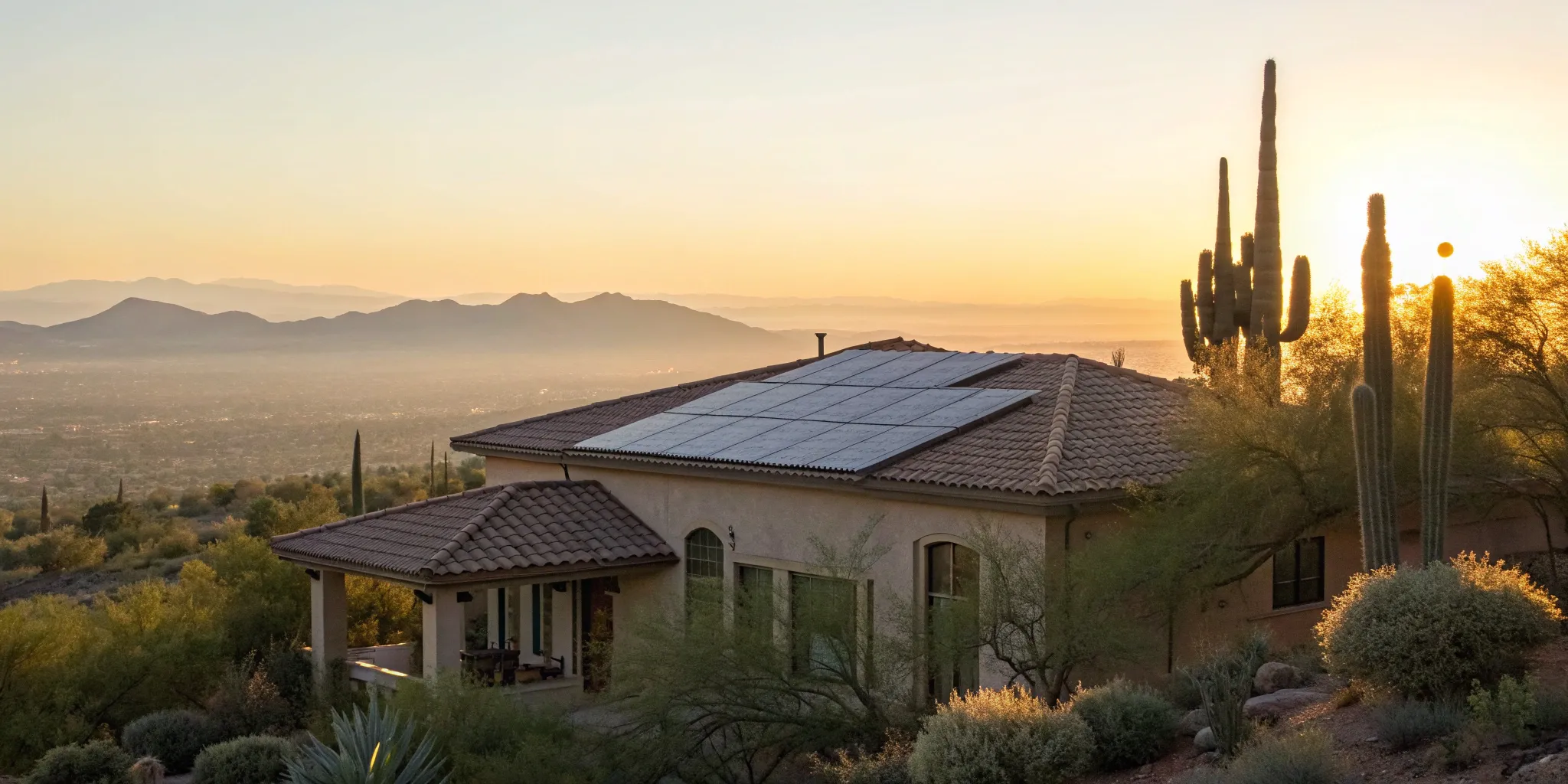 Rooftop solar panels covered in dust and in need of cleaning.