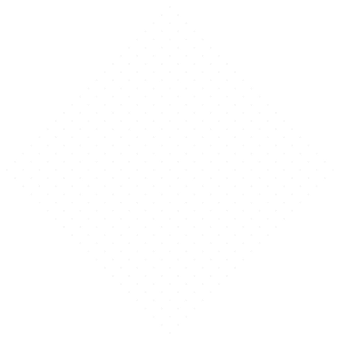 Square grid of small white dots arranged in rows and columns on a black background, rotated to form a diamond shape.