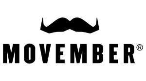Movember logo with a stylized black mustache above the word 'MOVEMBER' in bold uppercase letters.