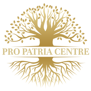 Golden stylized tree with horizontal base and the word 'PRO PARTIA' beneath it.