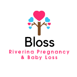Logo of Bloss featuring a tree with heart-shaped leaves above the text 'Bloss Riverina Pregnancy & Baby Loss.'