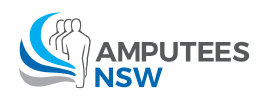 Logo of Amputees NSW featuring stylized human figures and the text 'AMPUTEES NSW'.