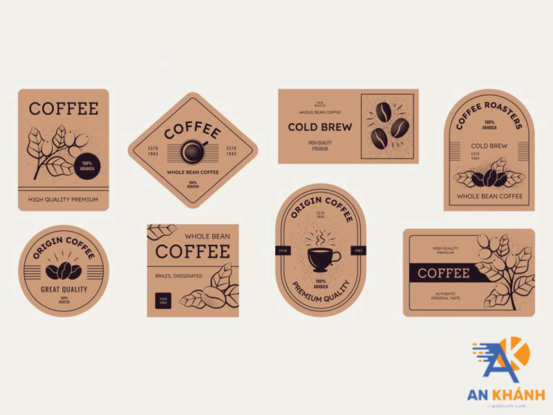 Mẫu in tem logo dán ly quán Cafe/Trà sữa