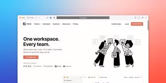 Website homepage showing a workspace team with headline 'One workspace. Every team.'