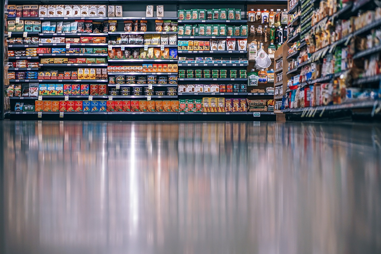 assortment of food products in a grocery store