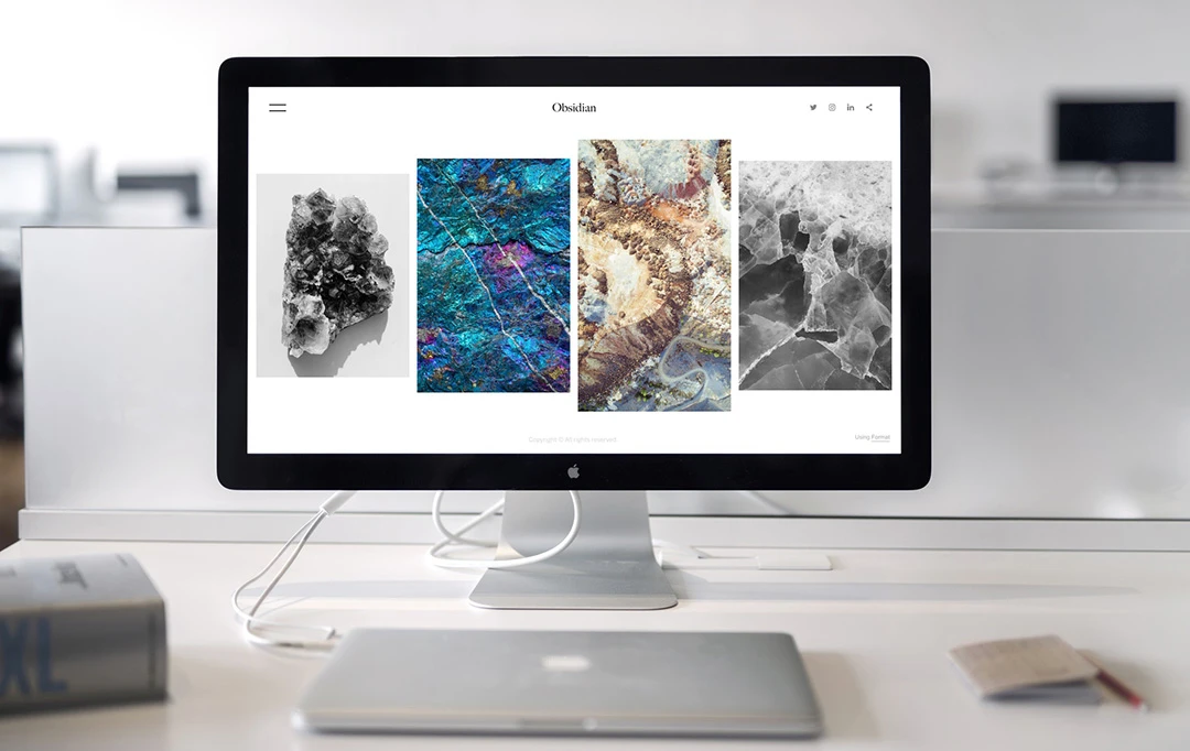 A website open on a computer in an office