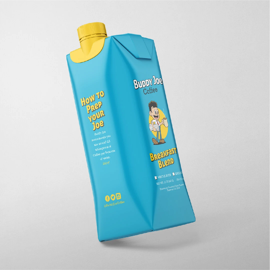 blue packaging design for coffee done by The NetMen Corp