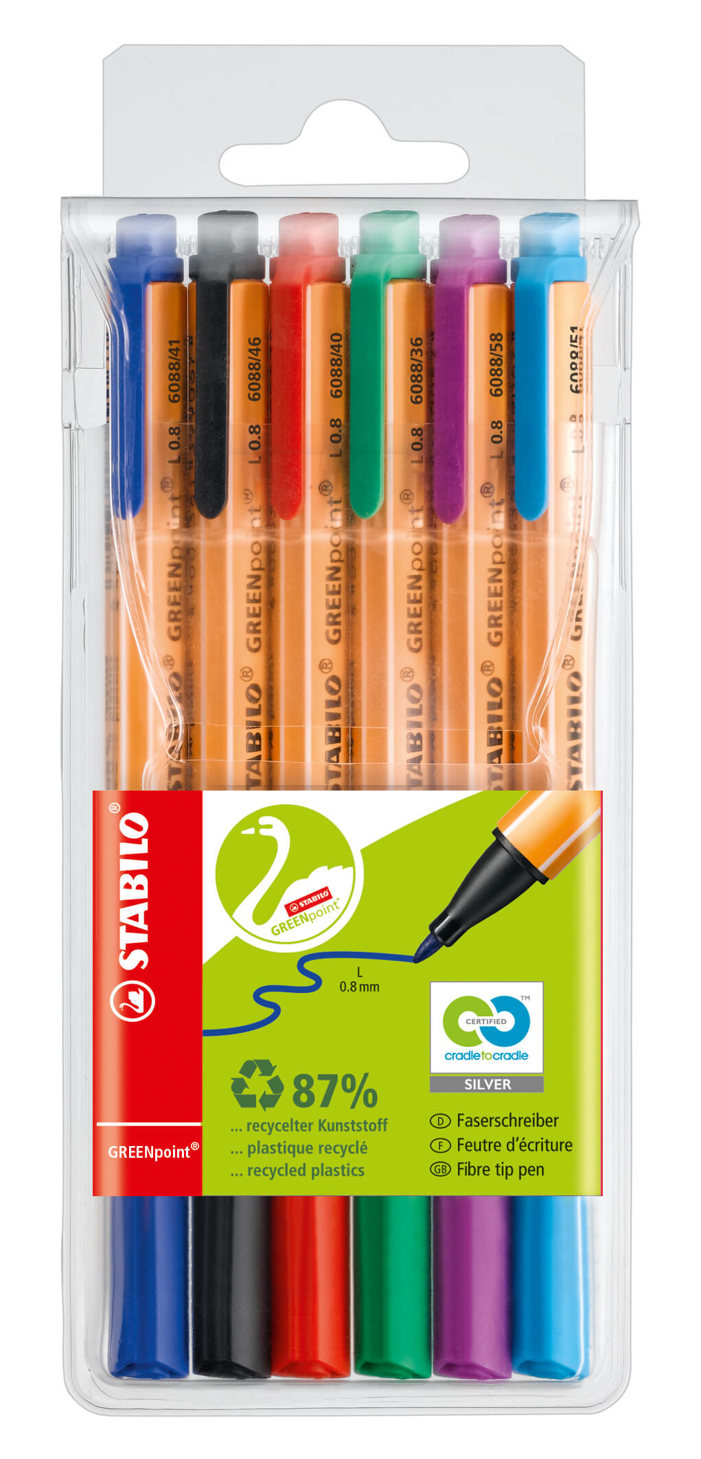 STABILO GREENpoint: Nachhaltige Filzschreiber aus 87% recyceltem Kunststoff, Cradle to Cradle Certified© Silber-Niveau.