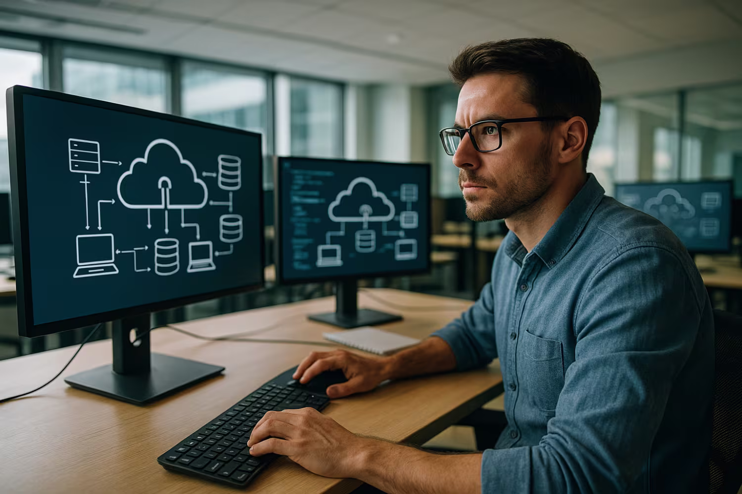 IT Specialist Analyzing Cloud Migration Solutions