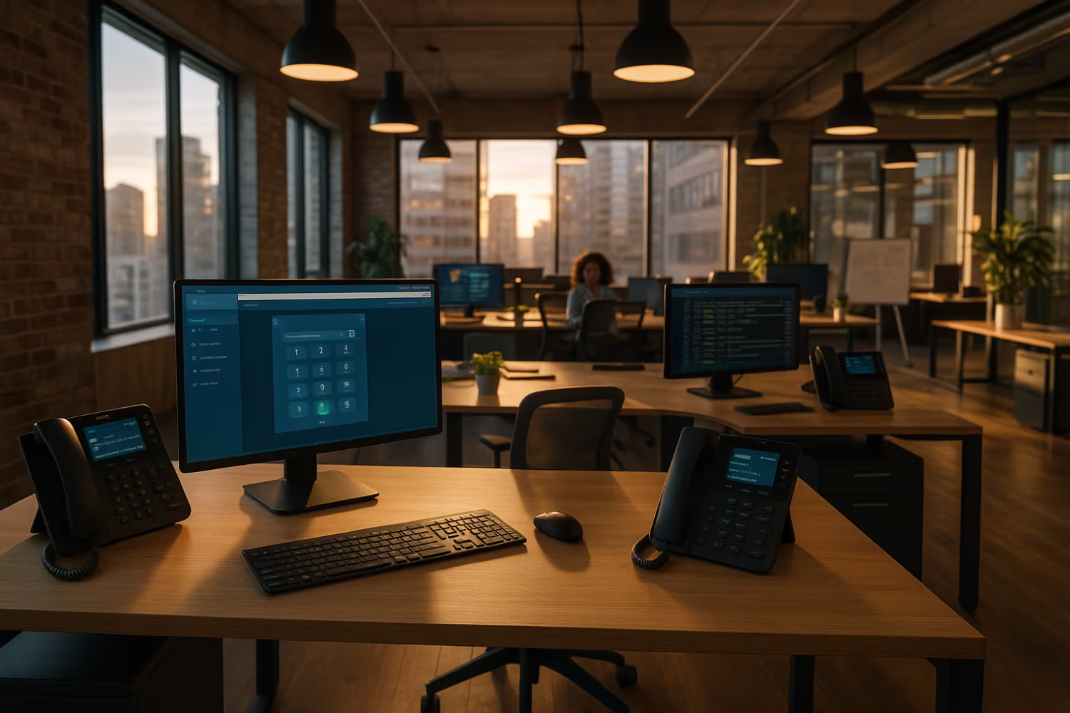 Modern office with advanced VoIP solutions