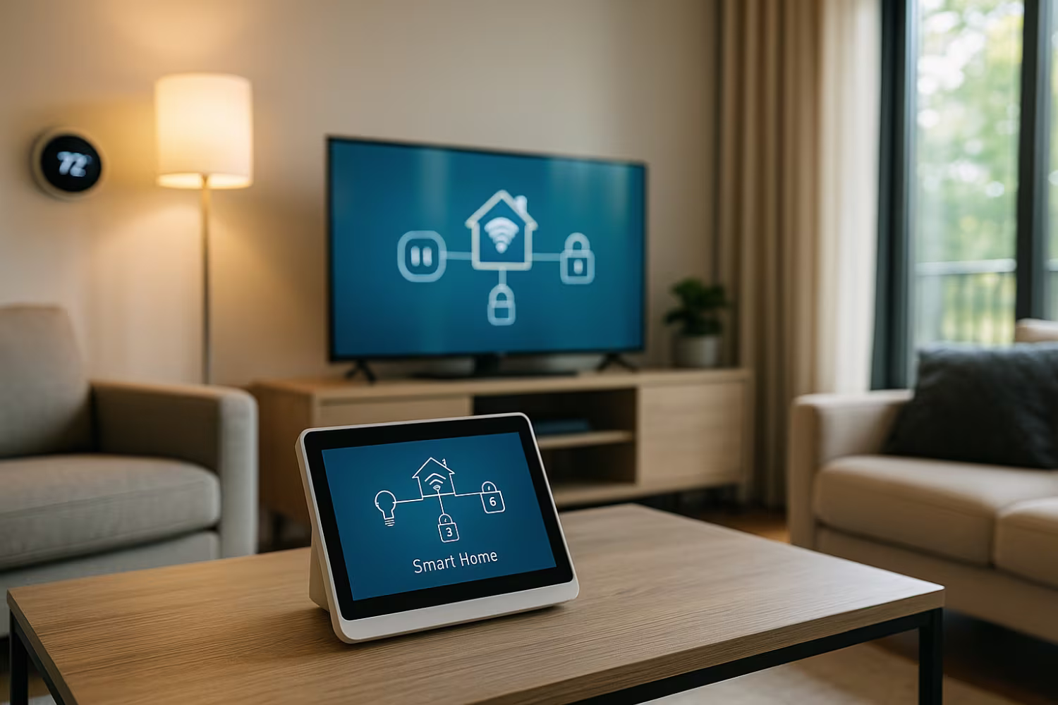 Modern Living Room with Control4 Home Controller