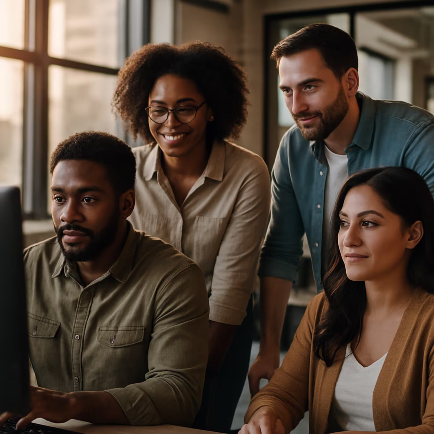 Diverse IT team discussing managed services benefits