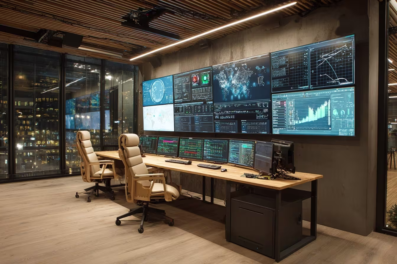 Modern IT Monitoring Room Evening