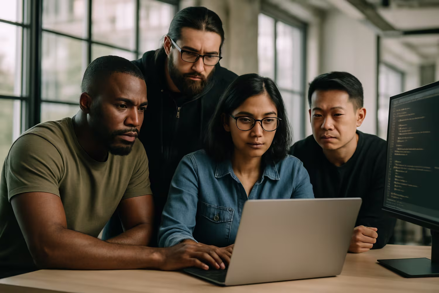 Diverse IT team discussing managed services benefits