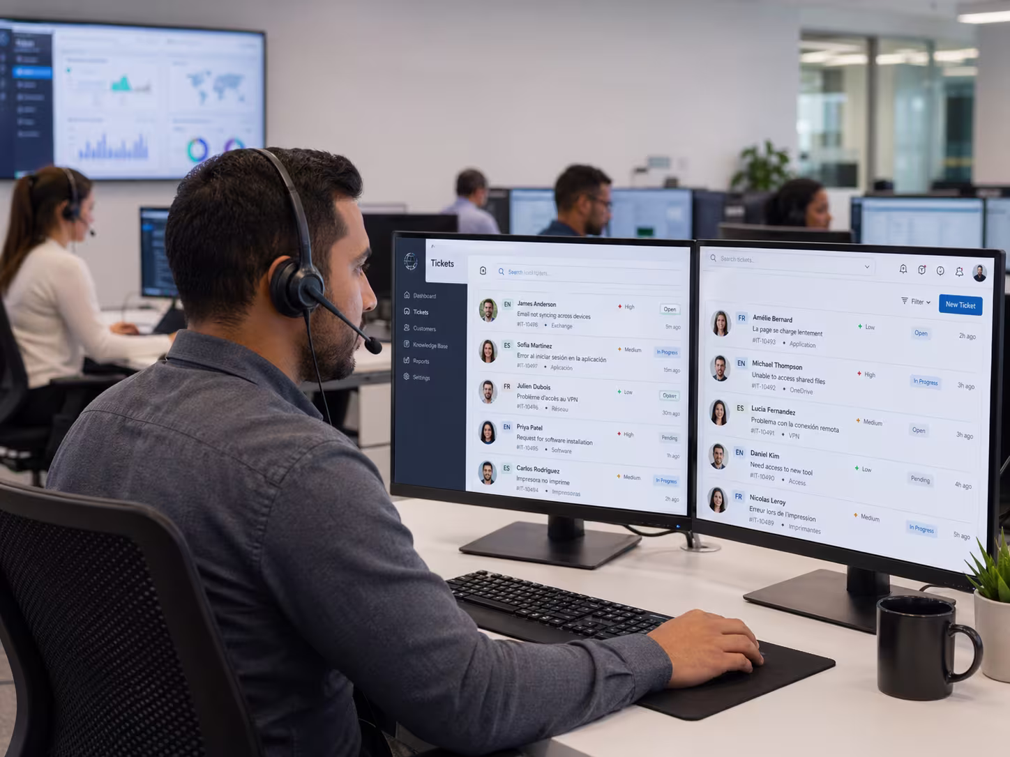 Diverse IT helpdesk outsourcing professionals