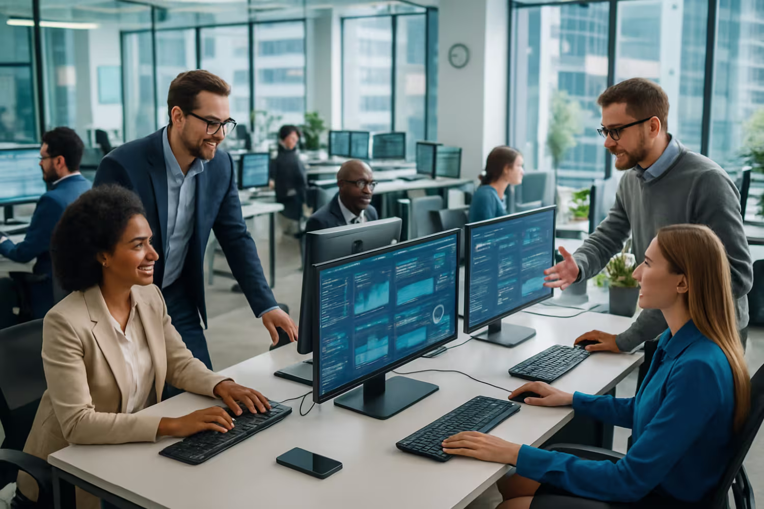 Diverse team utilizing business IT services