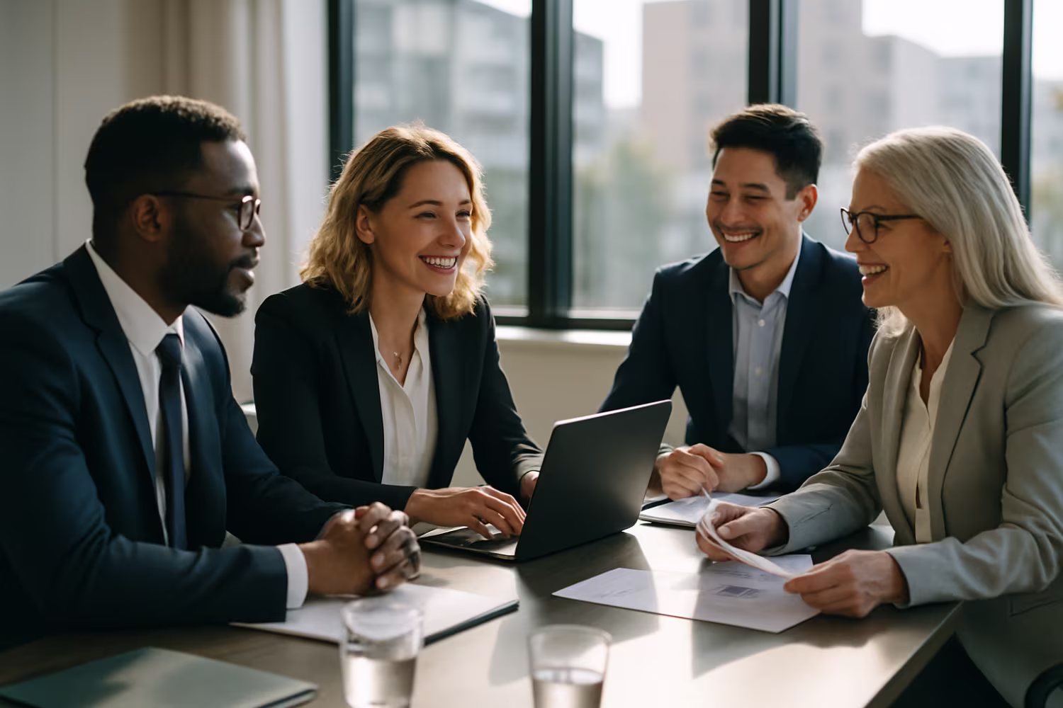 Diverse team at best IT company meeting