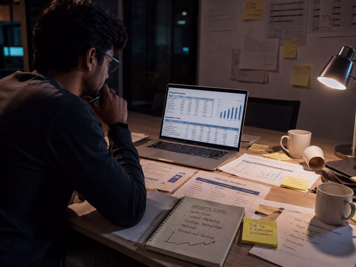 Business professional planning IT strategy