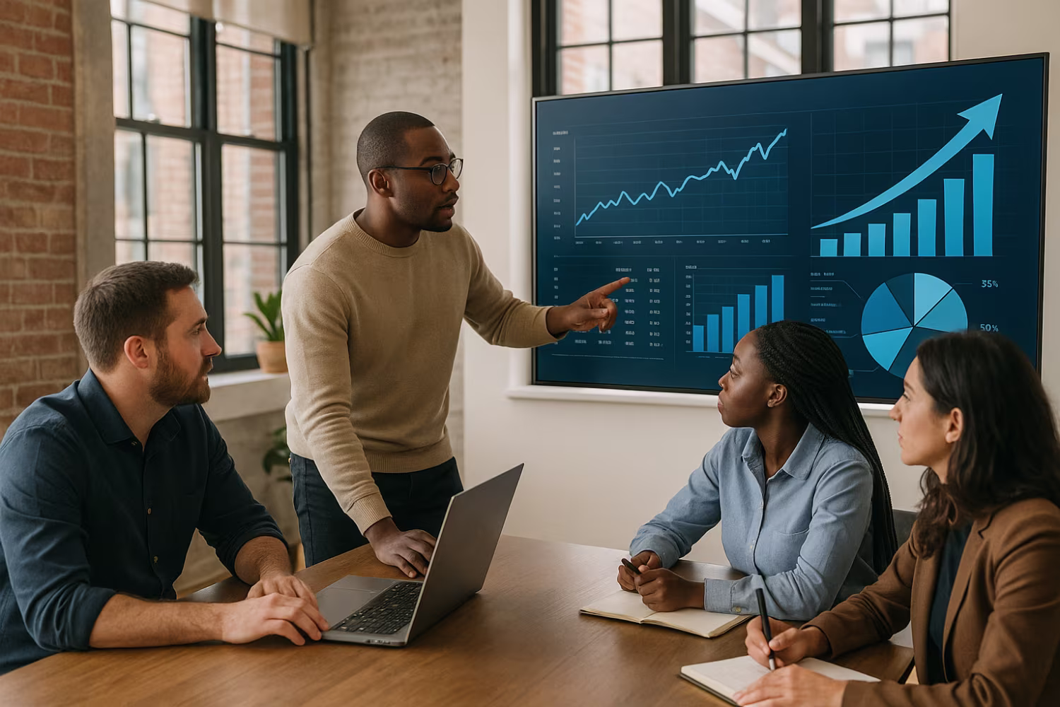 Diverse team analyzing business IT services