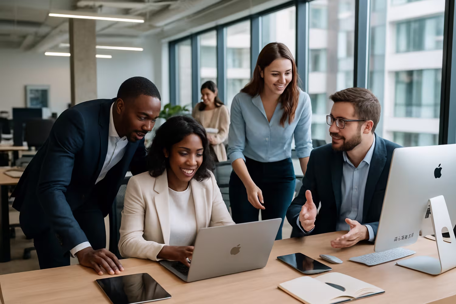 Diverse professionals using business IT services