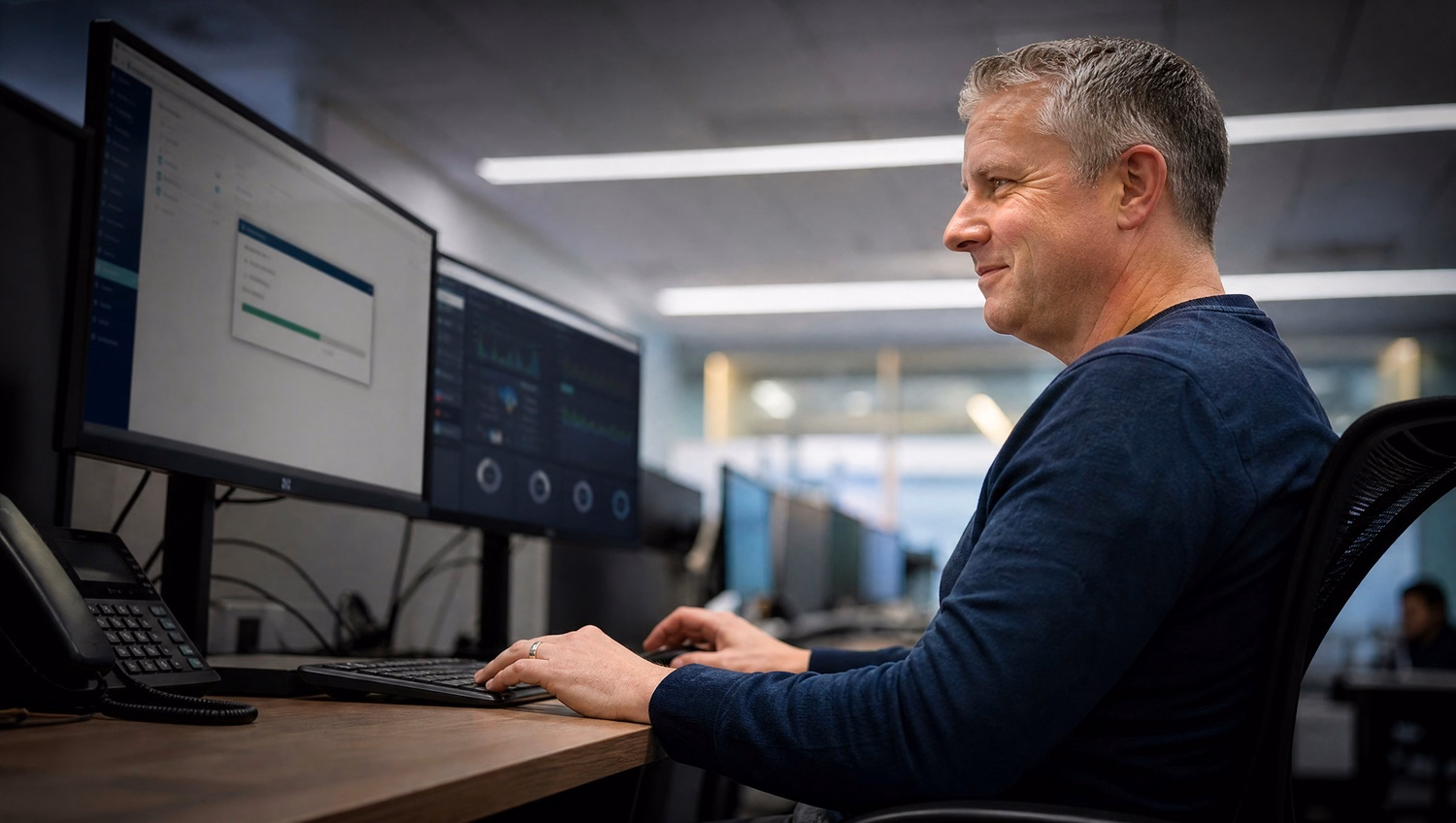 Man testing data restore from backup system