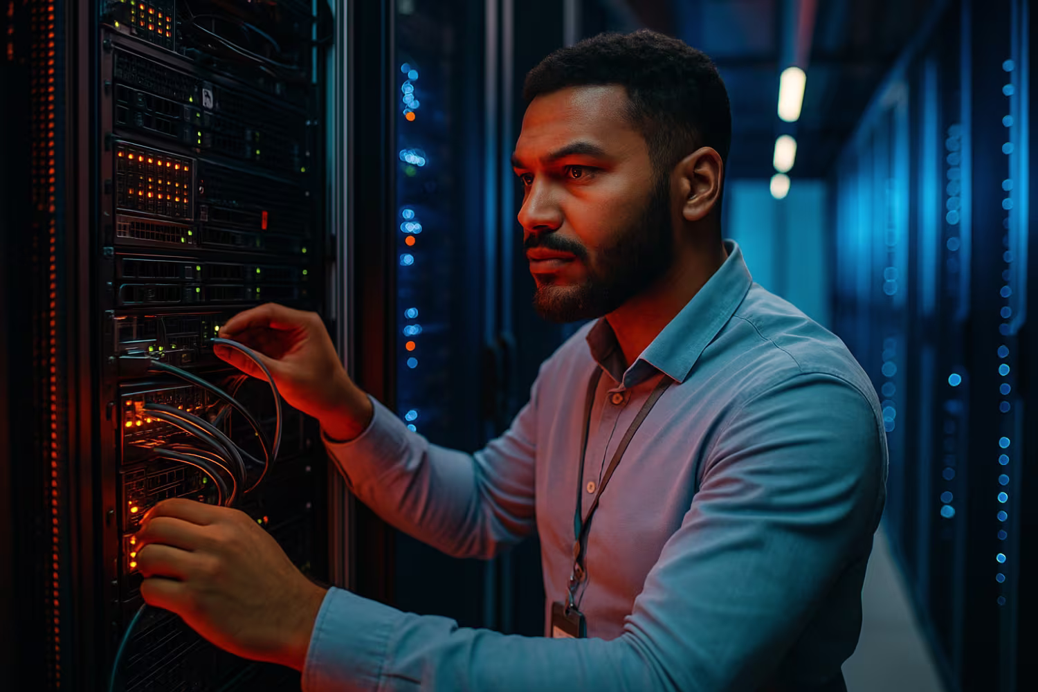 Confident Professional Performing IT Network Services