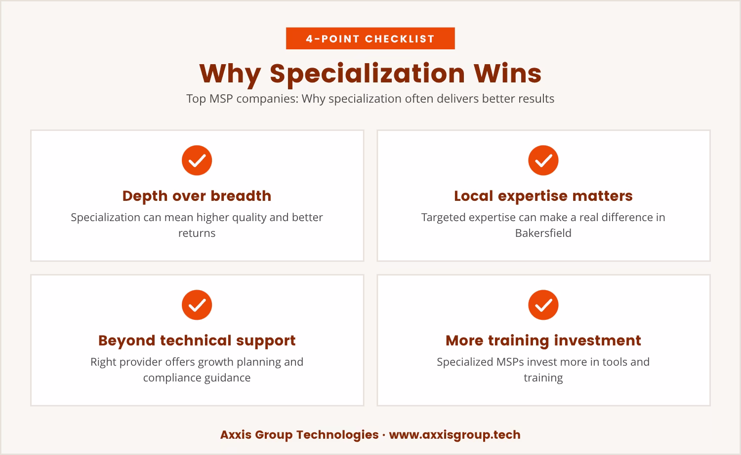 Checklist: Why Specialization Wins