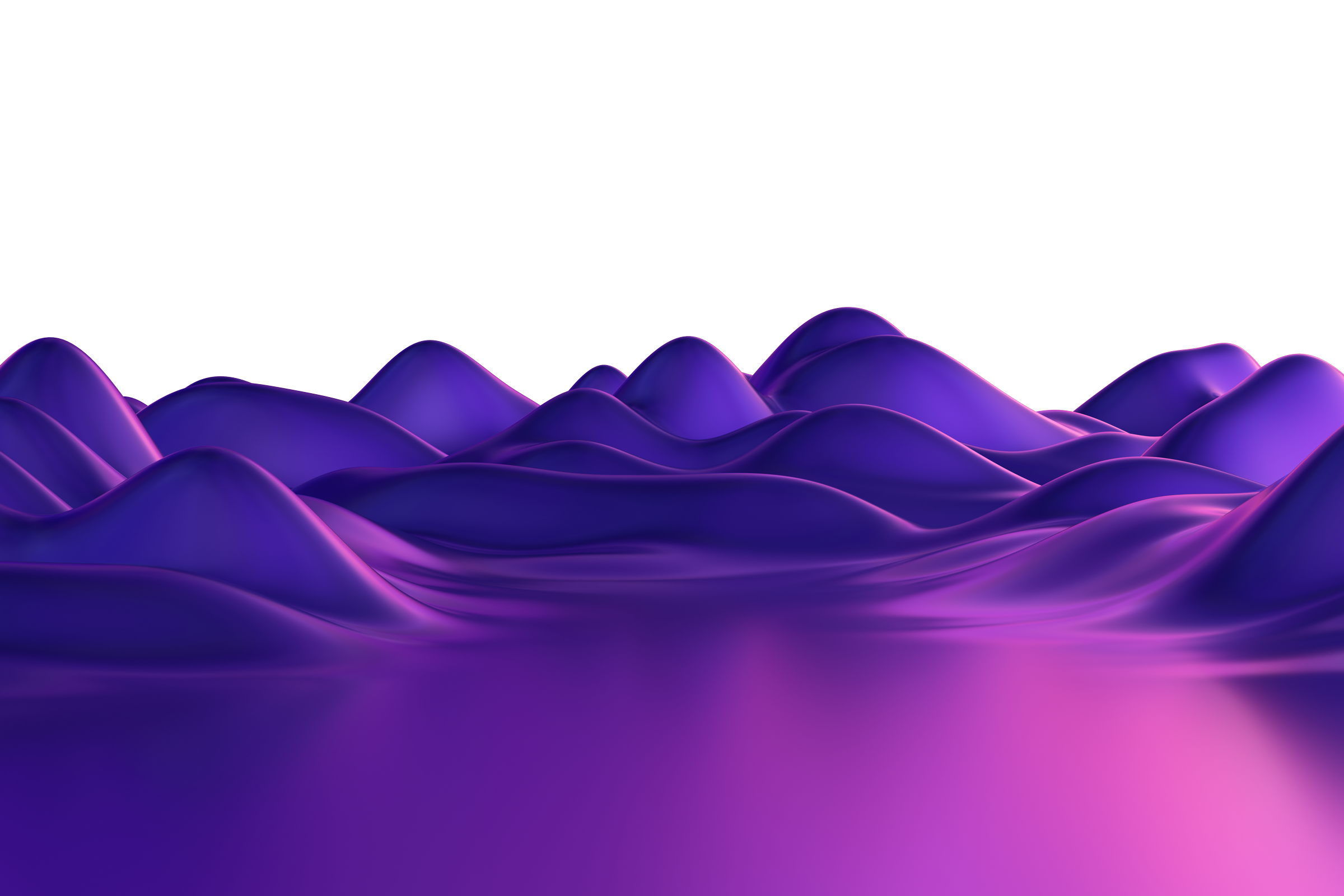 Abstract smooth waves and hills in vibrant purple and pink gradients against a black background.
