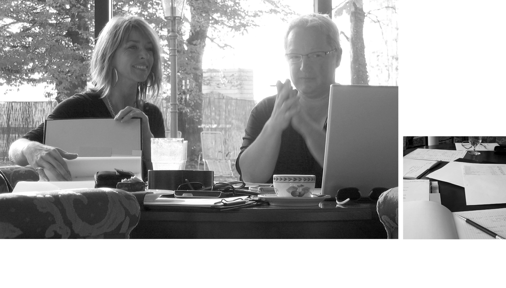 Präsentation oder Pitch-Situation 2005: gemeinsames Arbeiten am Kundenauftritt.