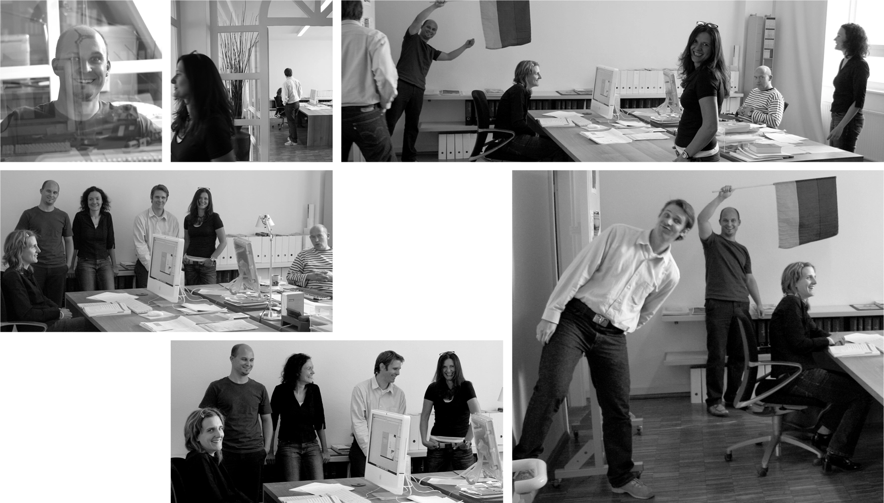 Inszeniertes „Großraumbüro“ 2007: extra Leute im Raum, um Größe gegenüber potenziellem Kunden zu zeigen.